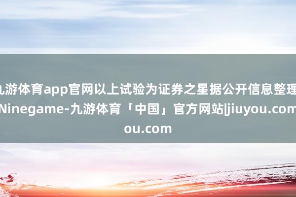 九游体育app官网以上试验为证券之星据公开信息整理-Ninegame-九游体育「中国」官方网站|jiuyou.com