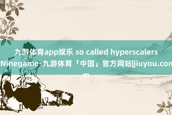 九游体育app娱乐 so called hyperscalers-Ninegame-九游体育「中国」官方网站|jiuyou.com