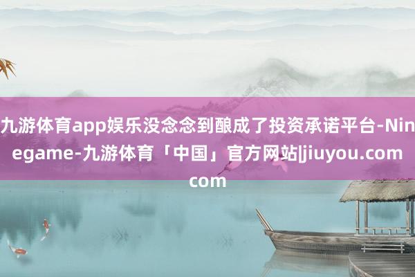 九游体育app娱乐没念念到酿成了投资承诺平台-Ninegame-九游体育「中国」官方网站|jiuyou.com